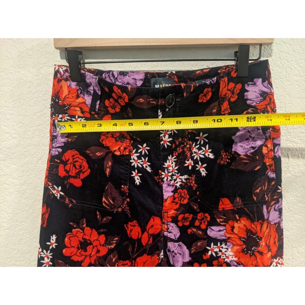 Floral Wide-Leg Women’s Jeans - Black with Red & Purple Floral Print - Picture 6 of 9
